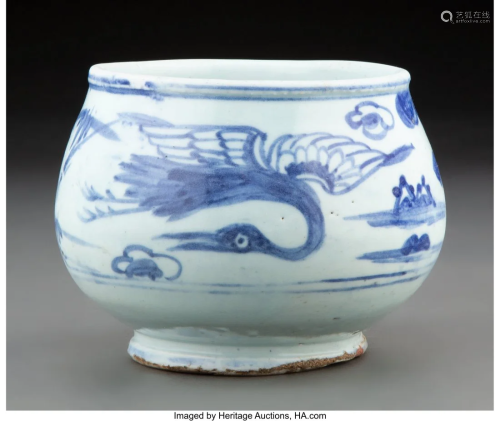 A Chinese Blue and White Jar, Ming Dynasty 4-5/8