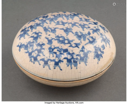 A Chinese Blue and White Ceramic One Hundred Boy