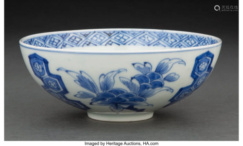 A Chinese Blue and White Bowl, 18th century 2-1/