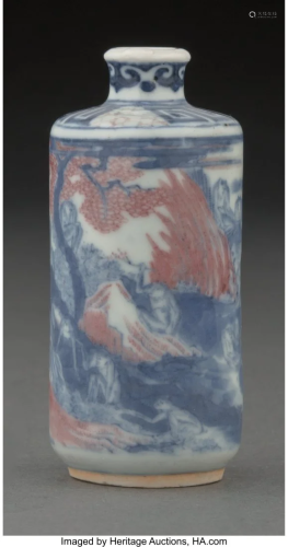 A Chinese Underglazed Blue and Red Snuff Bottle,