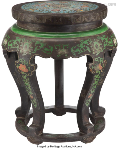 A Chinese Hardwood Side Table with Cloisonné To