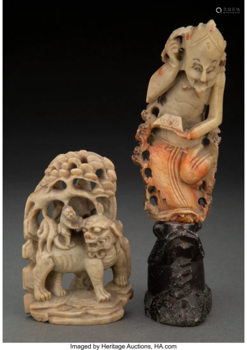 Two Chinese Soapstone Carvings 7 inches (17.8 cm