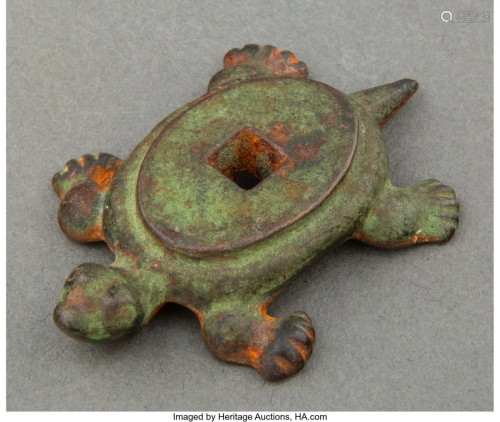 A Small Chinese Bronze Turtle 2-1/4 x 1-1/2 x 0-