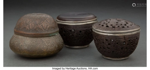 A Group of Three Japanese Covered Incense Burner