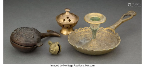 A Group of Four Asian Bronze Articles Marks: thr