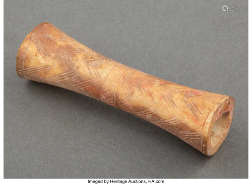A Carved Bone Bead 3-3/8 x 1 inches (8.5 x 2.5 c
