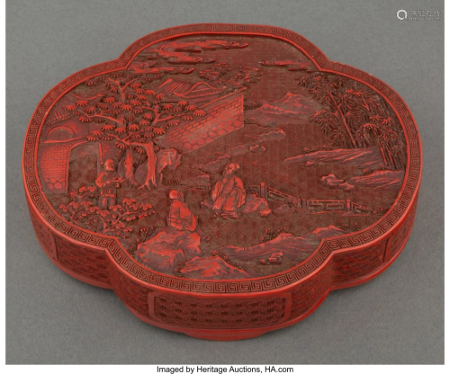 A Chinese Carved Cinnabar Covered Box, Qing Dyna