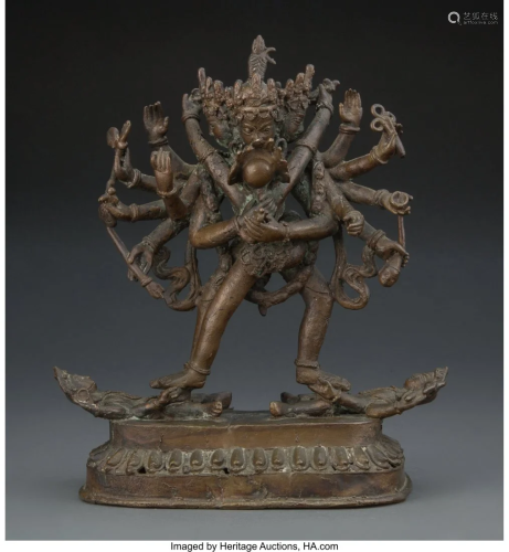 A Tibetan Bronze Figure of Chakrasamvara and Vaj