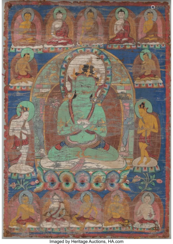 Two Sino-Tibetan Thangkas 18-1/8 x 12-3/4 inches