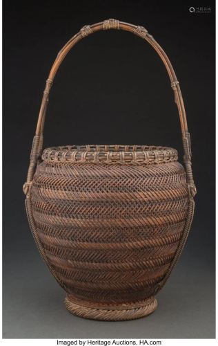 A Japanese Bamboo Ikebana Basket, late Meiji-Tai