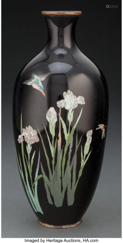 A Japanese Cloisonné Vase 10 x 4-1/2 inches (25