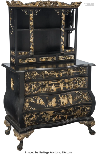 An Asian Lacquered and Carved Giltwood Bombay Ch