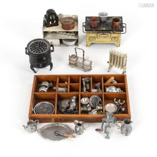 CONVOLUTE MINIATURE PEWTER AND KITCHEN ACCESSORIES. FOR THE ...