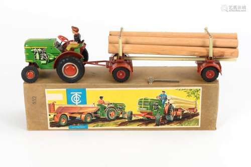 TRACTOR WITH WOODEN TRAILER. TIP & CO.