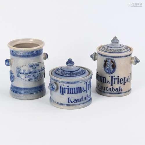 3 HISTORICIST CHEWING TOBACCO POTS. NORDHAUSEN.