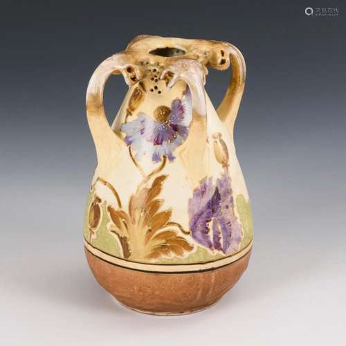 ART NOUVEAU VASE WITH PURPLE OPIUM POPPY.