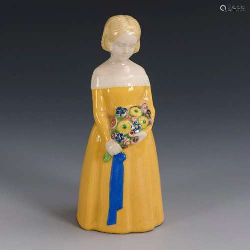 STANDING GIRL WITH BOUQUET OF FLOWERS. VIENNESE CERAMIC ART ...
