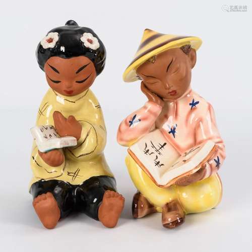 2 READING ASIANS AS BOOKENDS. GMUNDNER CERAMICS / CARLI BAUE...