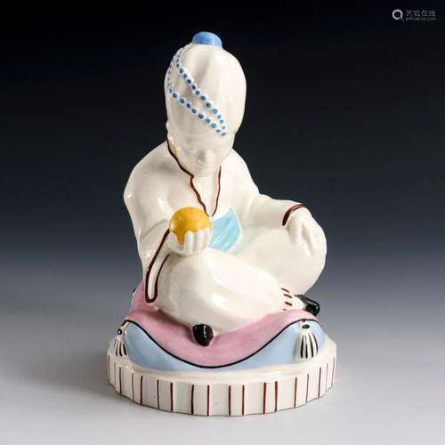 ART NOUVEAU FIGURE: SITTING INDIAN. ERNST TEICHERT.