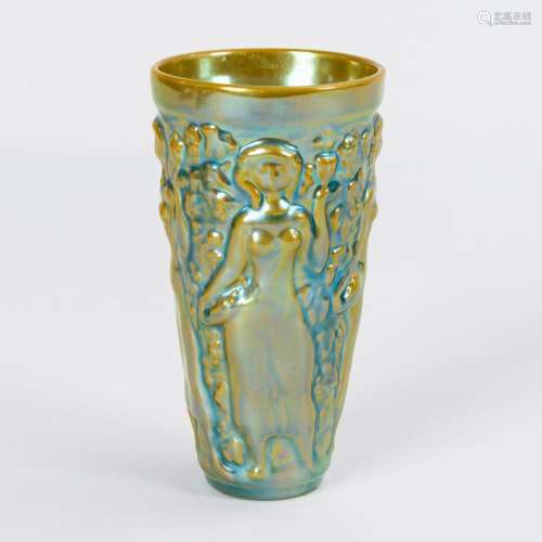DRINKING CUP WITH RELIEFS OF WOMEN. ZSOLNAY.
