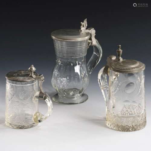 3 BIEDERMEIER BEER MUGS.