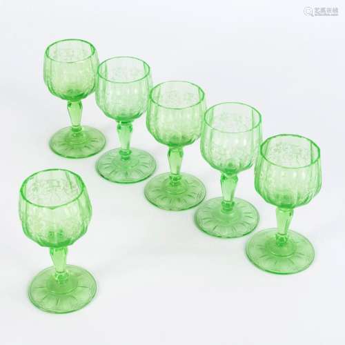 6 RHINE WINE GLASSES. LOBMEYR.