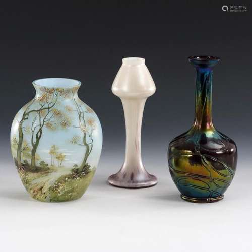 3 ART NOUVEAU VASES.