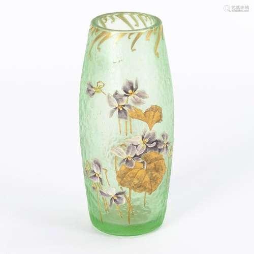 ART NOUVEAU VASE WITH VIOLET DECOR. LEGRAS & CIE.