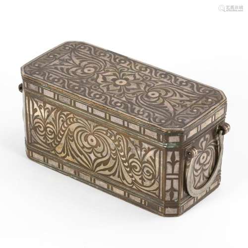 ORIENTAL TEA CADDY WITH SILVER INLAYS.