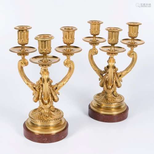 PAIR OF FRENCH CANDLESTICKS.