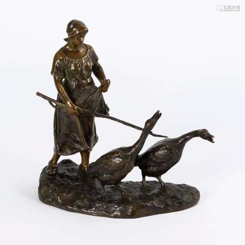 PILET, LÉON (1840 - 1916). GOOSE KEEPER.