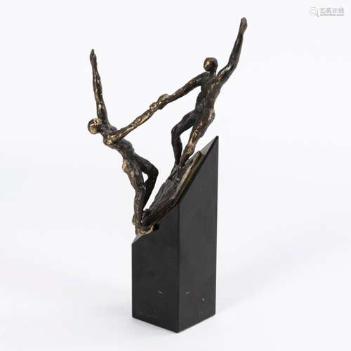 VAN TANKEREN, GER (*1937). MODERN SMALL BRONZE: FIGURES ON T...