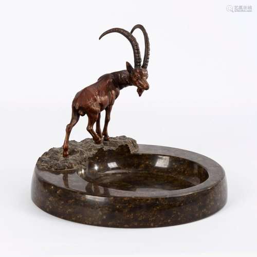 LARGE SERPENTINE BOWL WITH IBEX.