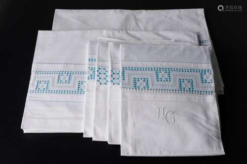 6-PIECE FOLDOVER SHEET SET CIRCA 1925.