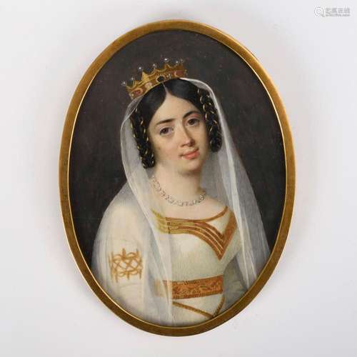 MINIATURE: PORTRAIT OF A CROWNED WOMAN.