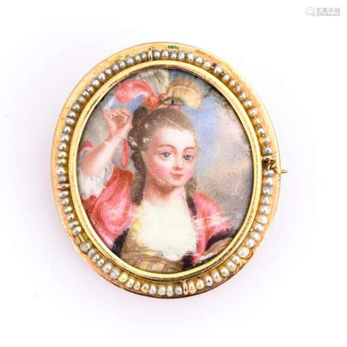 MINIATURE BROOCH WITH PEARLS.