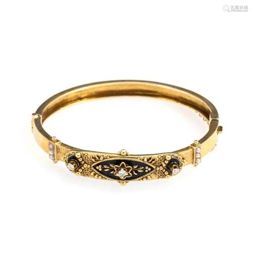 BANGLE WITH DIAMONDS AND ENAMEL.