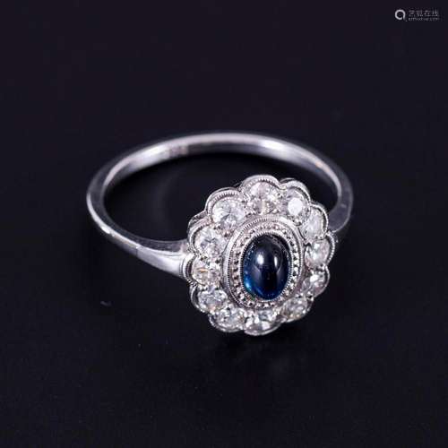 SAPPHIRE DIAMOND RING.