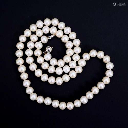 SHORT CULTURED PEARL NECKLACE.