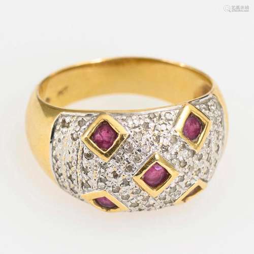 RING WITH RUBIES AND DIAMONDS.