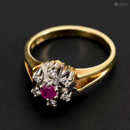 RING WITH RUBY AND DIAMONDS.