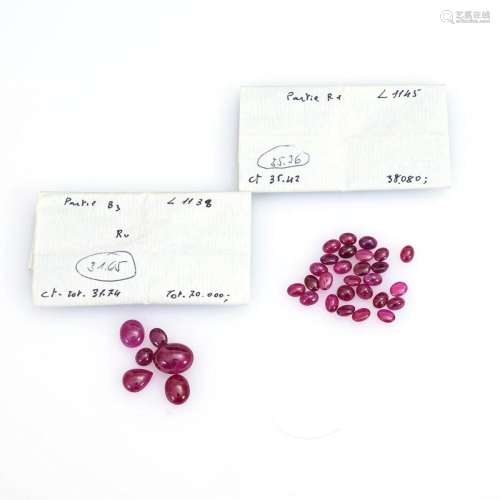 2 SETS OF UNMOUNTED RUBIES.