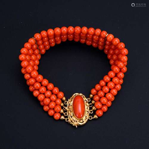 4 ROW CORAL BRACELET.