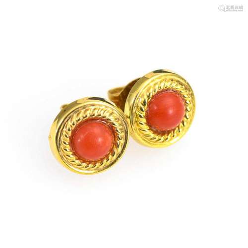 PAIR OF STUD EARRINGS WITH CORAL.