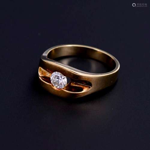 HEAVY MEN S RING WITH DIAMOND SOLITAIRE.