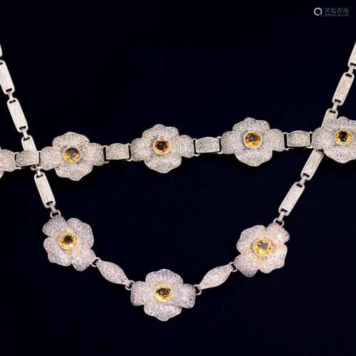 FAHRNER NECKLACE AND BRACELET WITH CITRINES 1930S/40S.