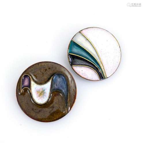2 ENAMELED BROOCHES.