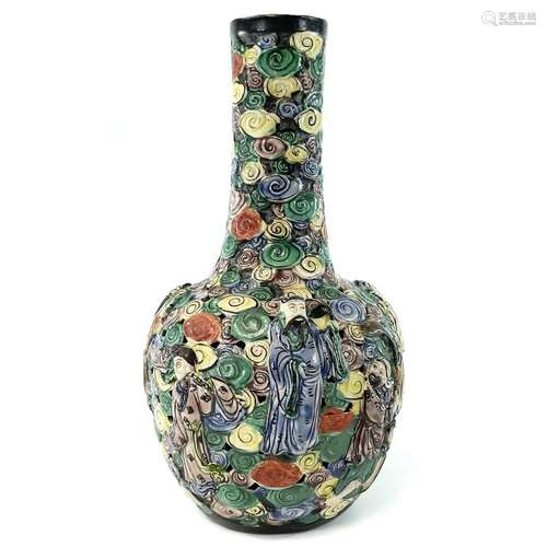 A Chinese famille verte reticulated bottle vase, 19th centur...