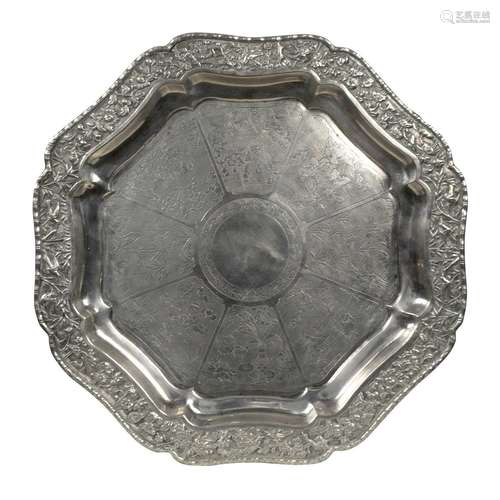 A Chinese silver salver, by Wang Hing & Co, circa 1900, ...