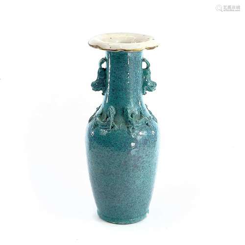 A Chinese robins egg glaze porcelain vase, 19th century, wit...